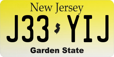 NJ license plate J33YIJ
