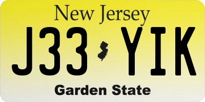 NJ license plate J33YIK