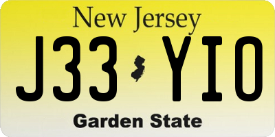 NJ license plate J33YIO