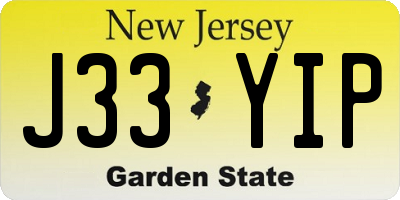 NJ license plate J33YIP