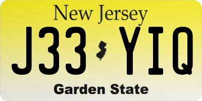 NJ license plate J33YIQ