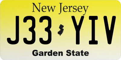 NJ license plate J33YIV