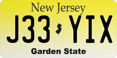 NJ license plate J33YIX