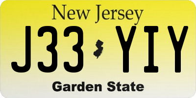 NJ license plate J33YIY