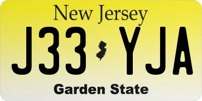 NJ license plate J33YJA