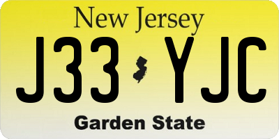 NJ license plate J33YJC