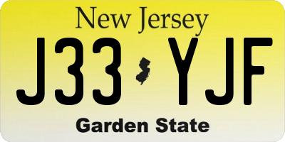 NJ license plate J33YJF