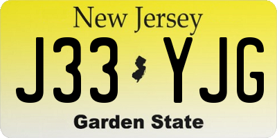 NJ license plate J33YJG