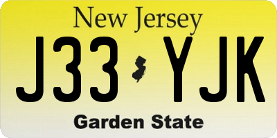 NJ license plate J33YJK