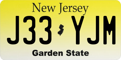 NJ license plate J33YJM