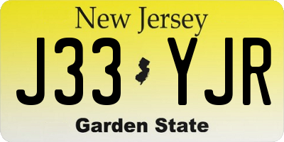 NJ license plate J33YJR