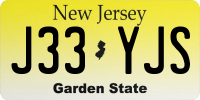 NJ license plate J33YJS