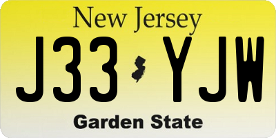 NJ license plate J33YJW