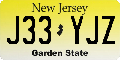 NJ license plate J33YJZ