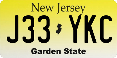 NJ license plate J33YKC