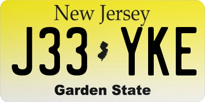 NJ license plate J33YKE