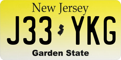 NJ license plate J33YKG