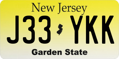 NJ license plate J33YKK