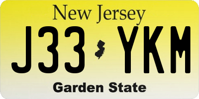NJ license plate J33YKM