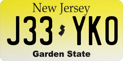 NJ license plate J33YKO