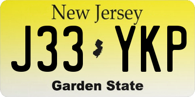 NJ license plate J33YKP