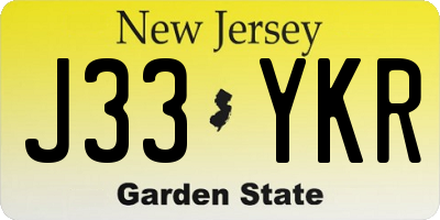 NJ license plate J33YKR