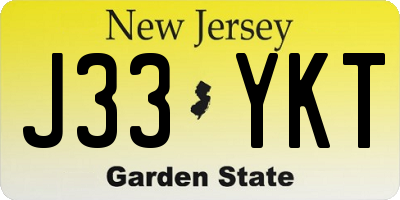NJ license plate J33YKT