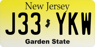 NJ license plate J33YKW