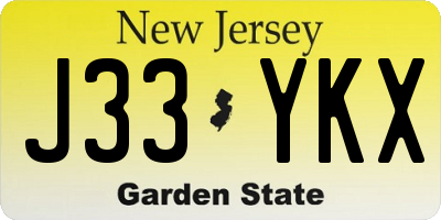 NJ license plate J33YKX