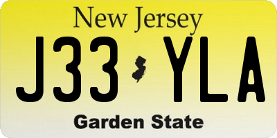 NJ license plate J33YLA