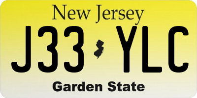NJ license plate J33YLC