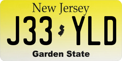 NJ license plate J33YLD