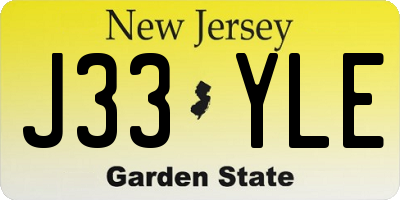 NJ license plate J33YLE