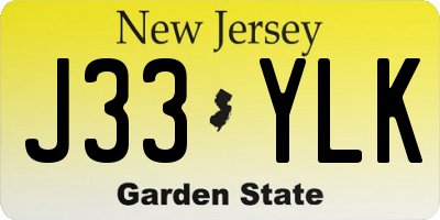 NJ license plate J33YLK