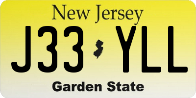 NJ license plate J33YLL