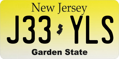 NJ license plate J33YLS