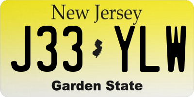 NJ license plate J33YLW