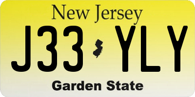 NJ license plate J33YLY