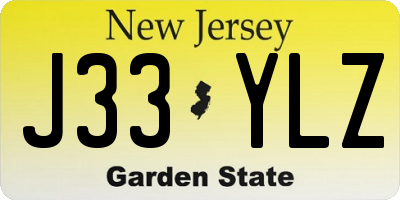 NJ license plate J33YLZ