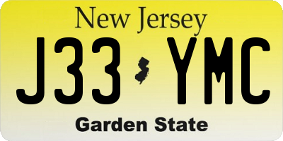 NJ license plate J33YMC