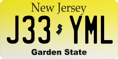 NJ license plate J33YML