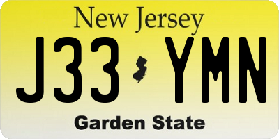 NJ license plate J33YMN