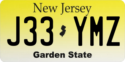 NJ license plate J33YMZ