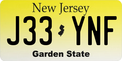 NJ license plate J33YNF