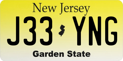 NJ license plate J33YNG