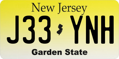 NJ license plate J33YNH