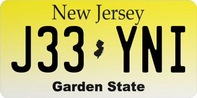 NJ license plate J33YNI