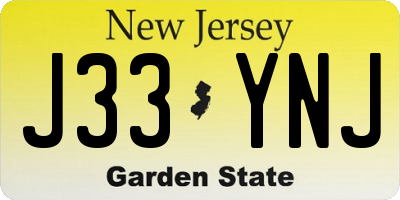 NJ license plate J33YNJ