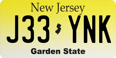 NJ license plate J33YNK