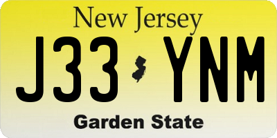 NJ license plate J33YNM